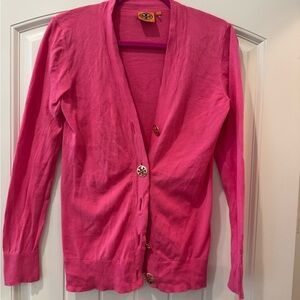 Tory Burch Pink Cardigan with Logo Buttons